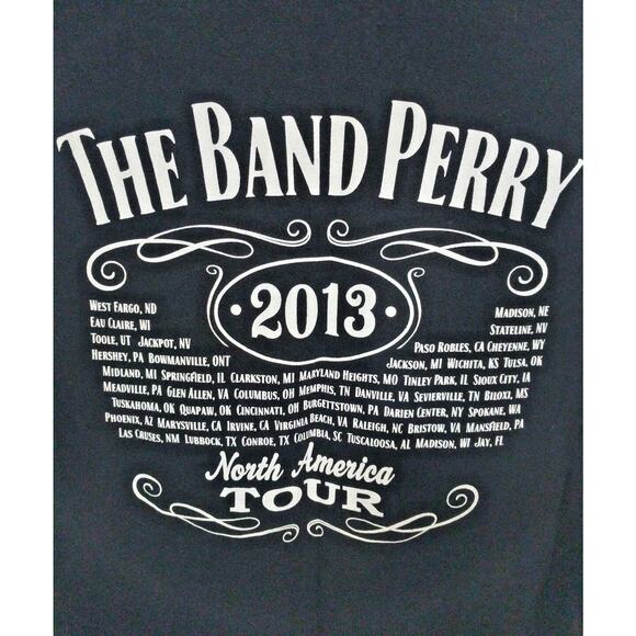 The Band Perry T Shirt Sz Medium Black 2013 World Tour Concert Cotton Short Slv - Picture 6 of 7